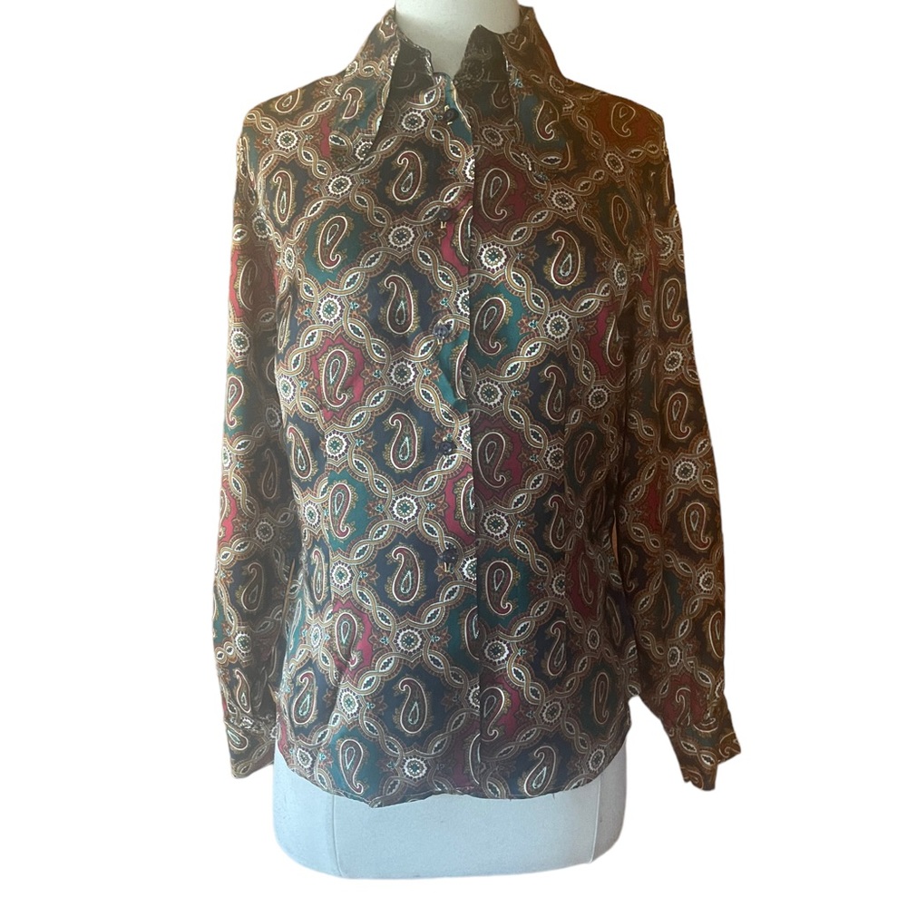 1970s Paisley Button Down Blouse